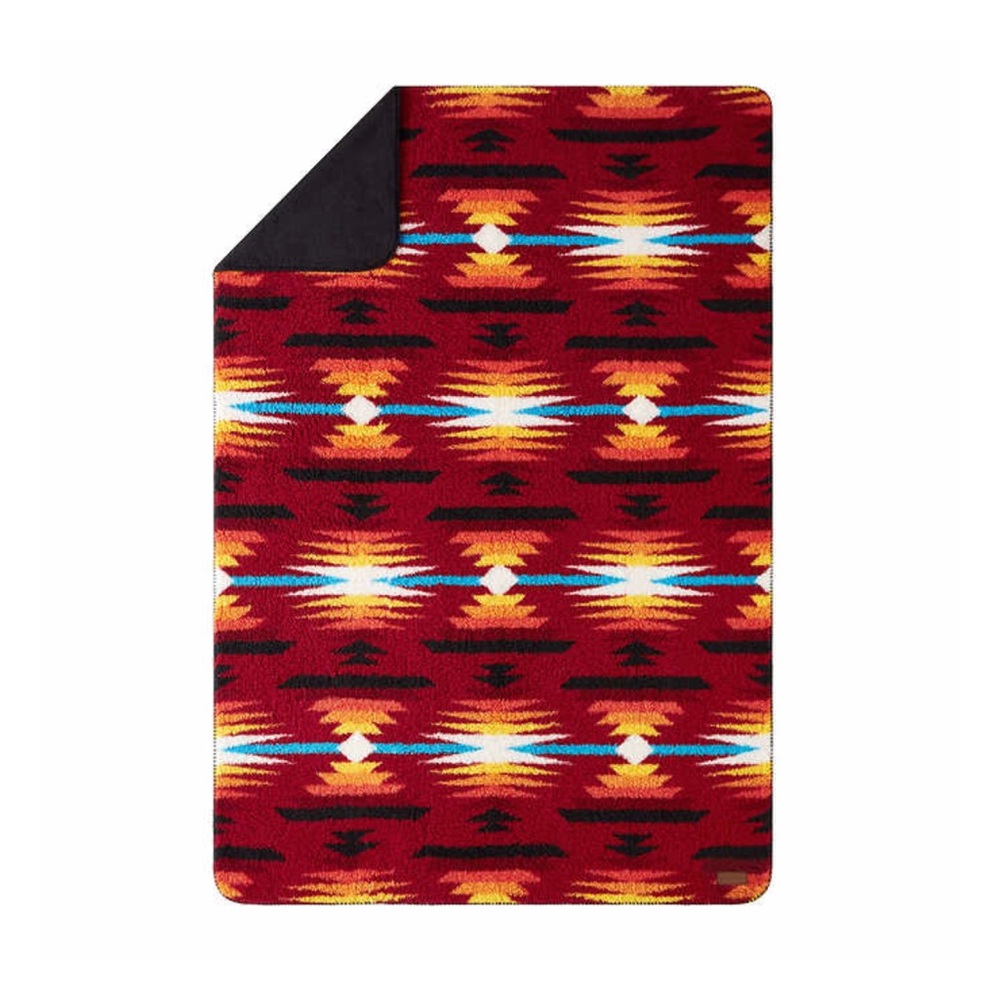 Pendleton Sherpa Fleece Throw Short Sands Red - Picture 3 of 3